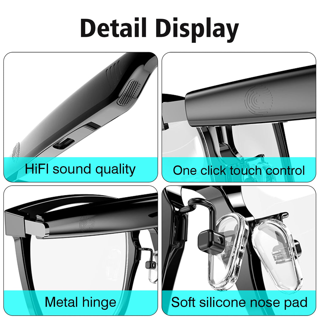 Wireless smart glasses with music playback and wireless calling functions, compatible with Android and iOS