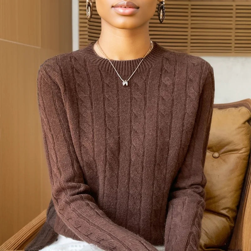 Autumn And Winter New Fashion 100% Pure Wool Sweater Crew Neck Long Sleeve Pullover Sweater Women's Clothing Korean Pop topWQ712