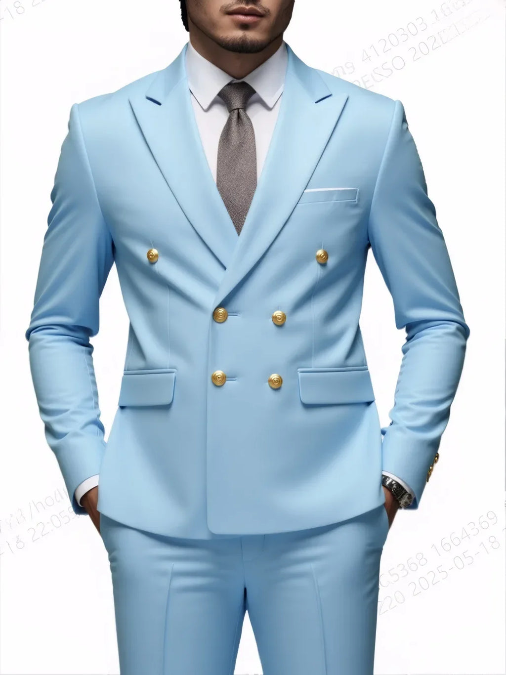 Fashion New Men's Leisure Boutique Business Banquet Solid Color Wedding Double Breasted Slim Fit Suit Blazers Jacket Pants