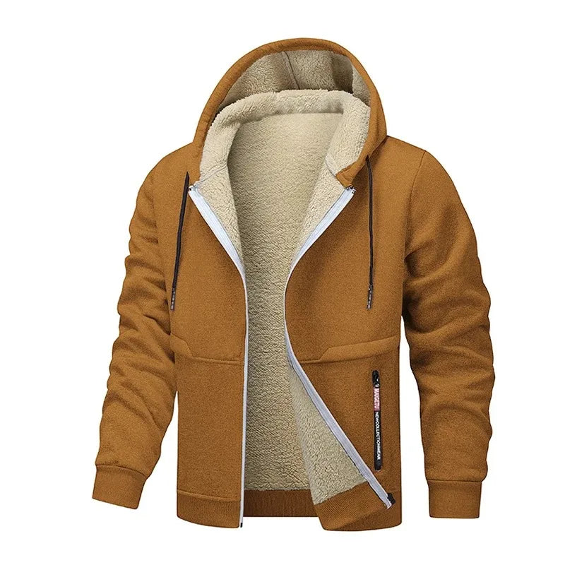 Animal Game Men's Workout Zip Up Sherpa Lined Hoodie Jackets Thick Fleece Heavyweight Coats Windproof Thermal Hooded Sweatshirt