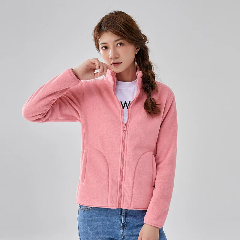 New Fleece Women'S Outdoor Clothing Fashion Versatile Winter Leisure Sports Thickening Double-Sided Warm Coat Female Jacket
