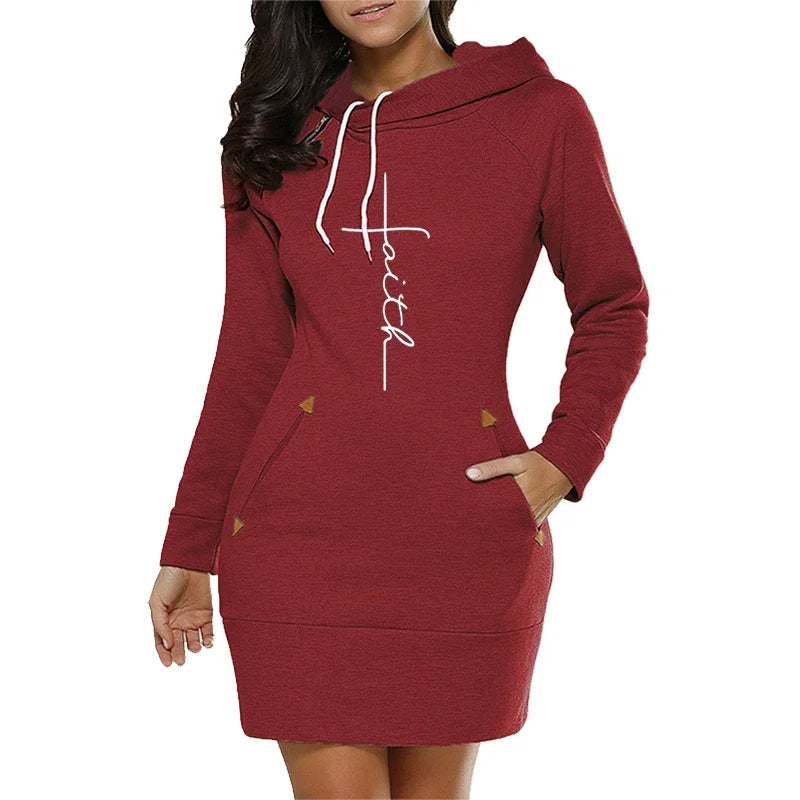 Hoodies Collar Zipper Quality Casual Autumn Winter Daily Hot Sale Womens Simplicity Midi Dresses Comfort Fashion Slim Fit Pocket