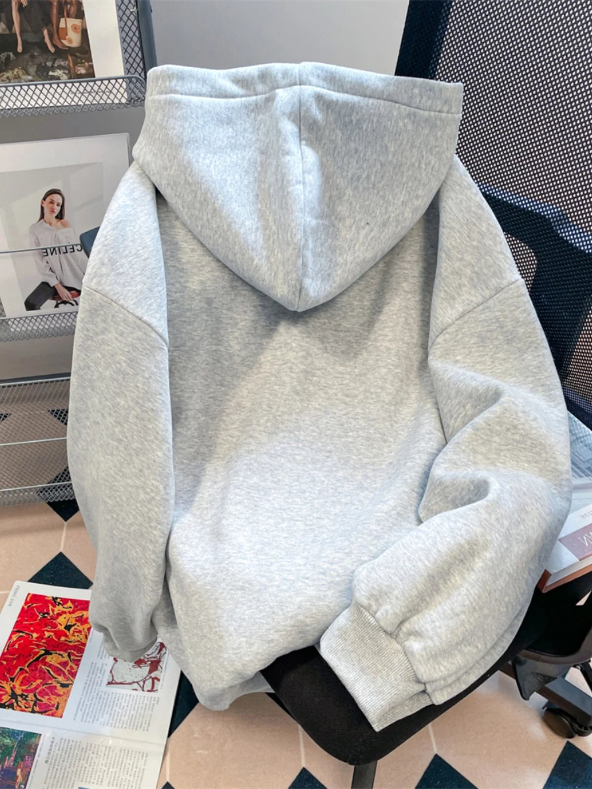 American Lazy Sle Retro Plaid Splicing Hoodie Cardigan Men's Unique Matchable Hooded Jaet Trendy Couple Outerwear