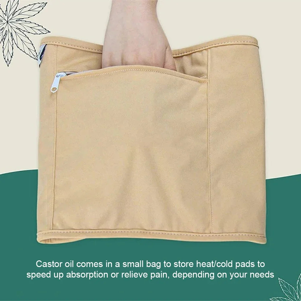 Castor Oil Pack Wrap Reusable Organic Castor Oil Pack Kit with Adjustable Elastic Strap Comfort Neck Waist Castor Oil Pack
