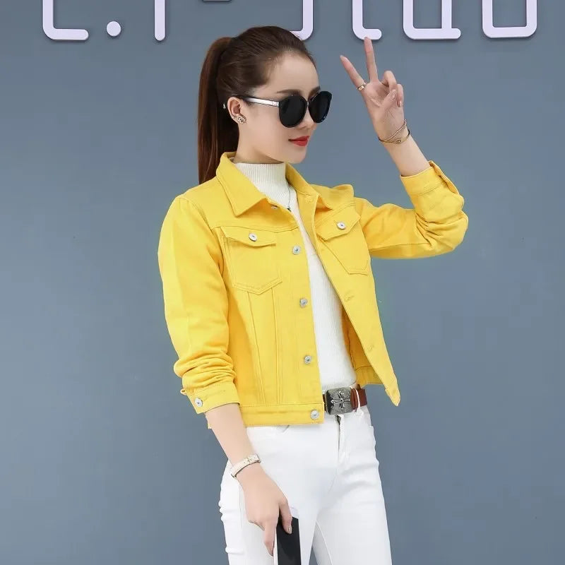 New Spring Denim Jacket Women's Top Niche Design Colorful Women's Clothing Net Weight Loss Slim Fit Jeans Jacket