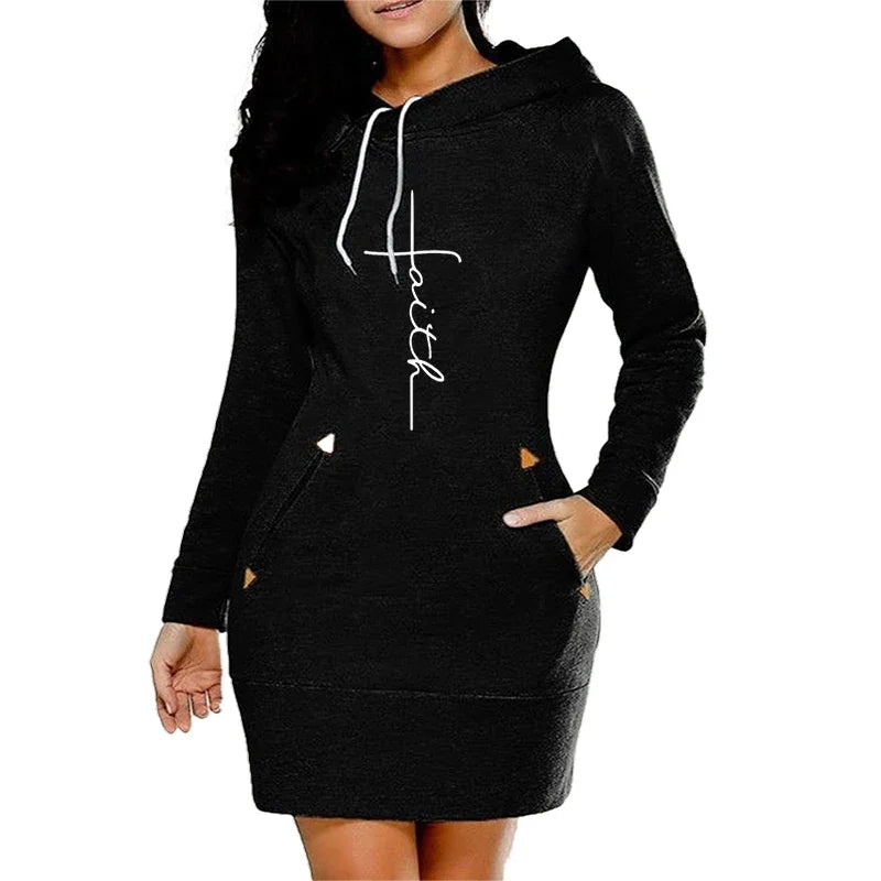 Hoodies Collar Zipper Quality Casual Autumn Winter Daily Hot Sale Womens Simplicity Midi Dresses Comfort Fashion Slim Fit Pocket
