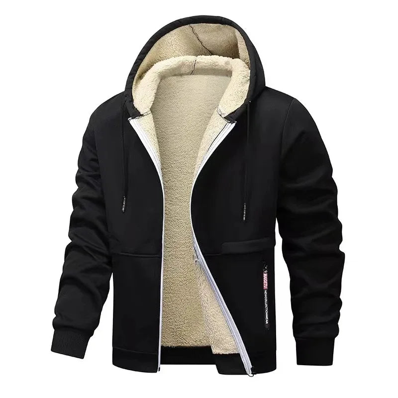 Animal Game Men's Workout Zip Up Sherpa Lined Hoodie Jackets Thick Fleece Heavyweight Coats Windproof Thermal Hooded Sweatshirt