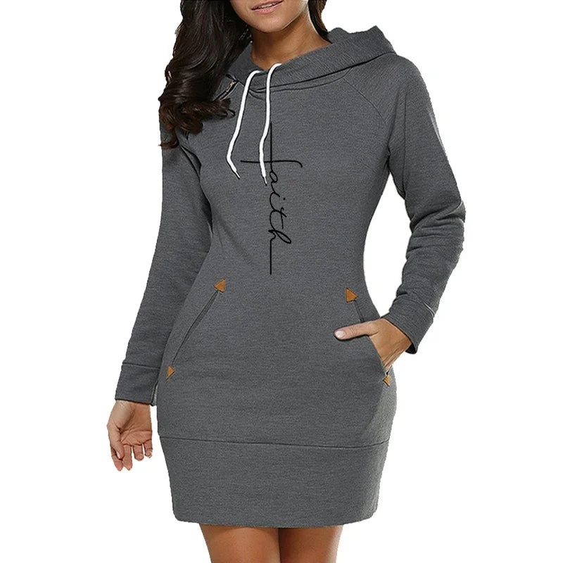 Hoodies Collar Zipper Quality Casual Autumn Winter Daily Hot Sale Womens Simplicity Midi Dresses Comfort Fashion Slim Fit Pocket