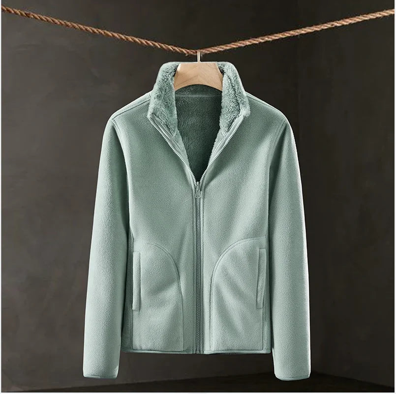 New Fleece Women'S Outdoor Clothing Fashion Versatile Winter Leisure Sports Thickening Double-Sided Warm Coat Female Jacket