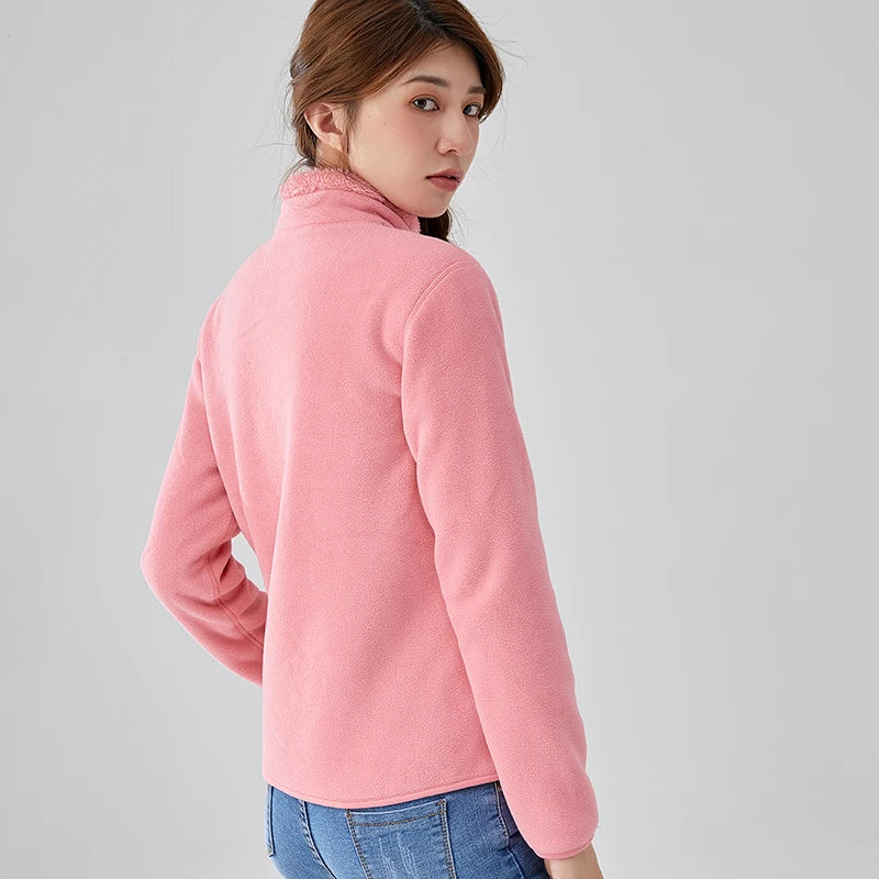 New Fleece Women'S Outdoor Clothing Fashion Versatile Winter Leisure Sports Thickening Double-Sided Warm Coat Female Jacket