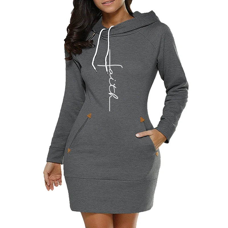 Hoodies Collar Zipper Quality Casual Autumn Winter Daily Hot Sale Womens Simplicity Midi Dresses Comfort Fashion Slim Fit Pocket