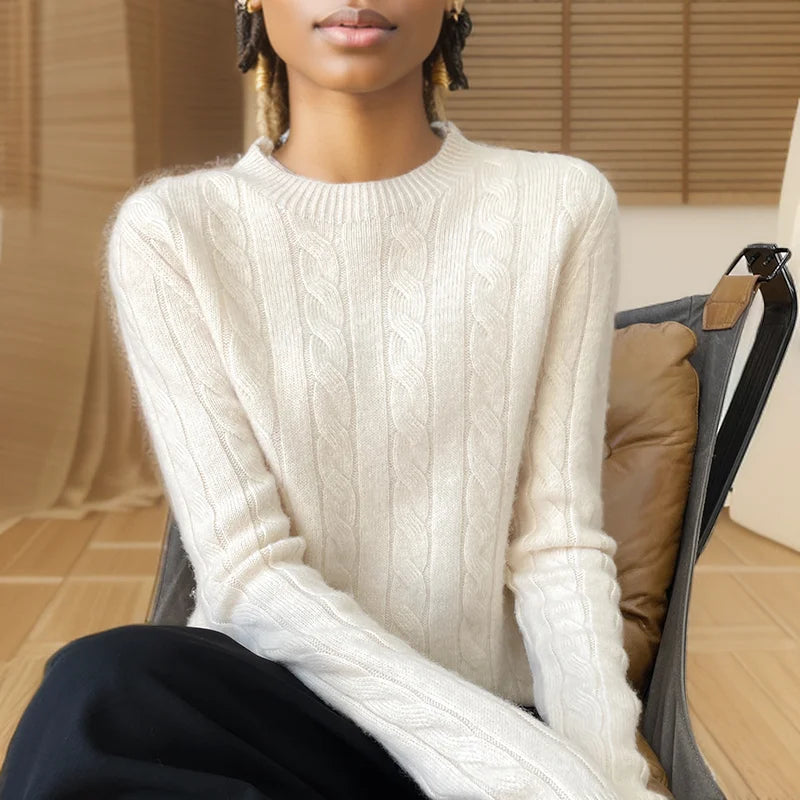 Autumn And Winter New Fashion 100% Pure Wool Sweater Crew Neck Long Sleeve Pullover Sweater Women's Clothing Korean Pop topWQ712