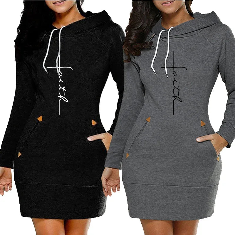 Hoodies Collar Zipper Quality Casual Autumn Winter Daily Hot Sale Womens Simplicity Midi Dresses Comfort Fashion Slim Fit Pocket